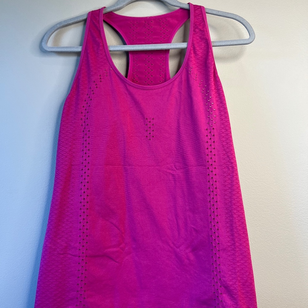Zyia neon pink tank top with eyelet details